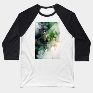 Mossy Magic - Abstract Alcohol Ink Art Baseball T-Shirt